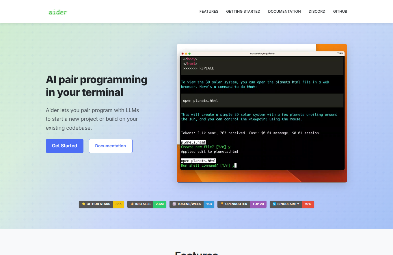 Aider - AI Terminal Pair Programming