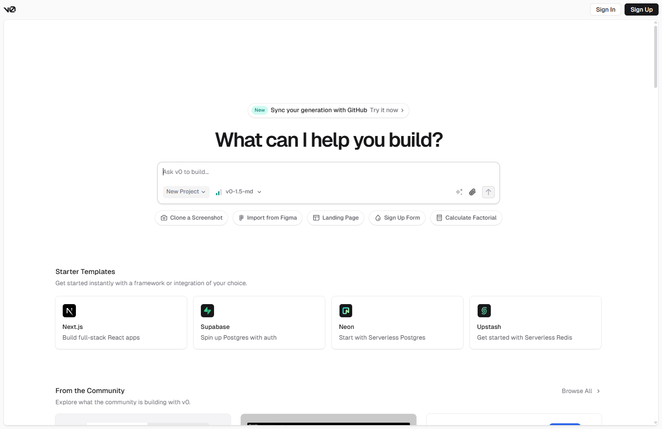 v0 - AI-Powered UI Generator